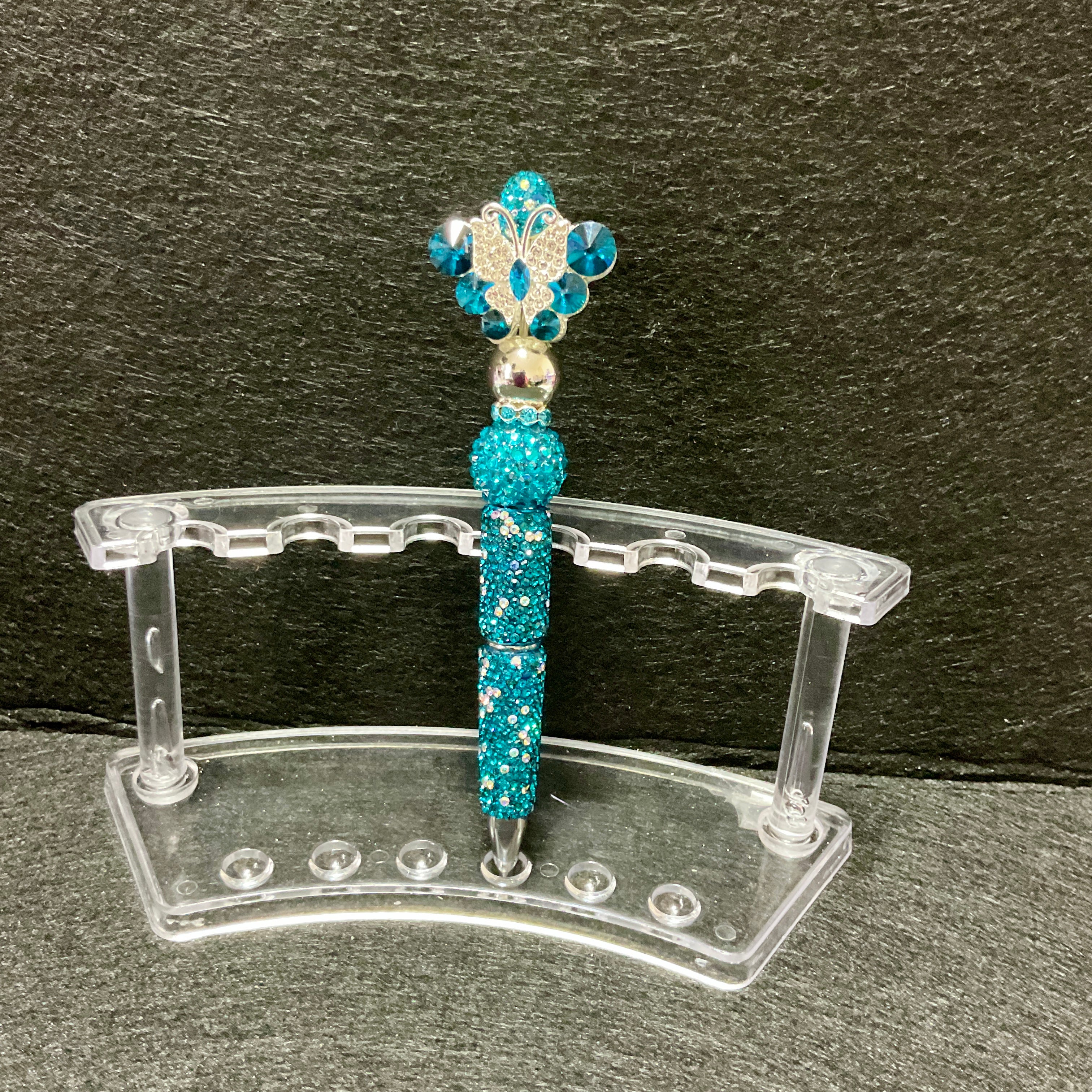 Aqua custom bling butterfly pen