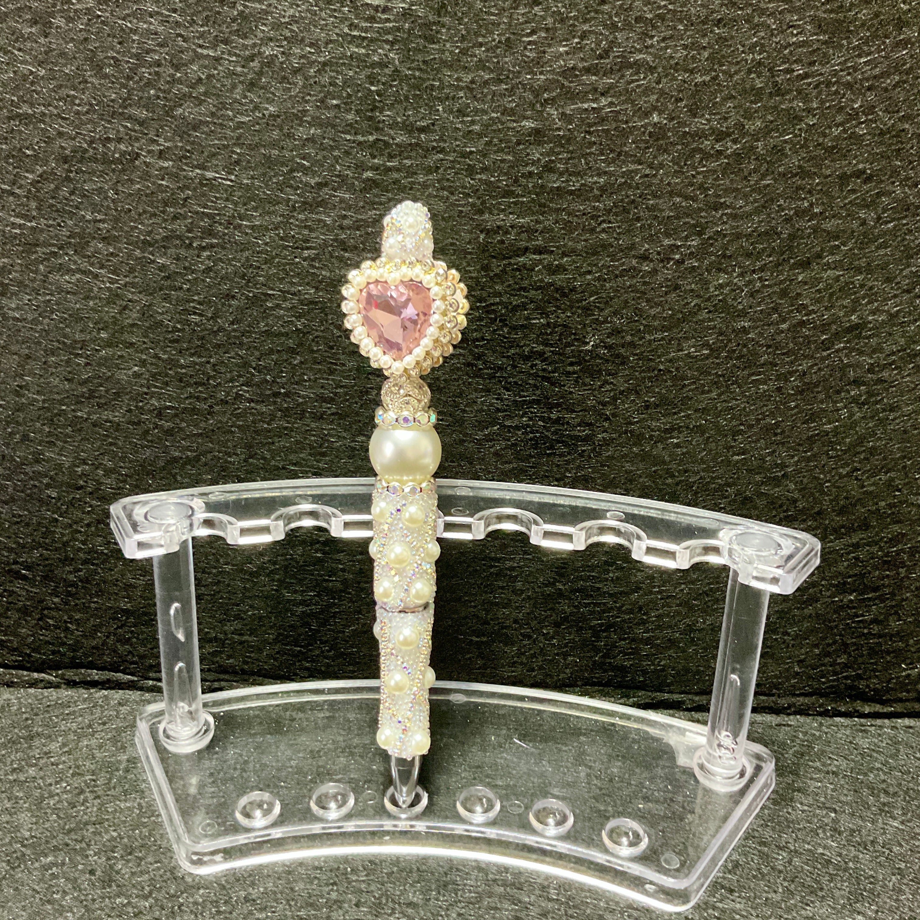 Pearl and rhinestone pink heart